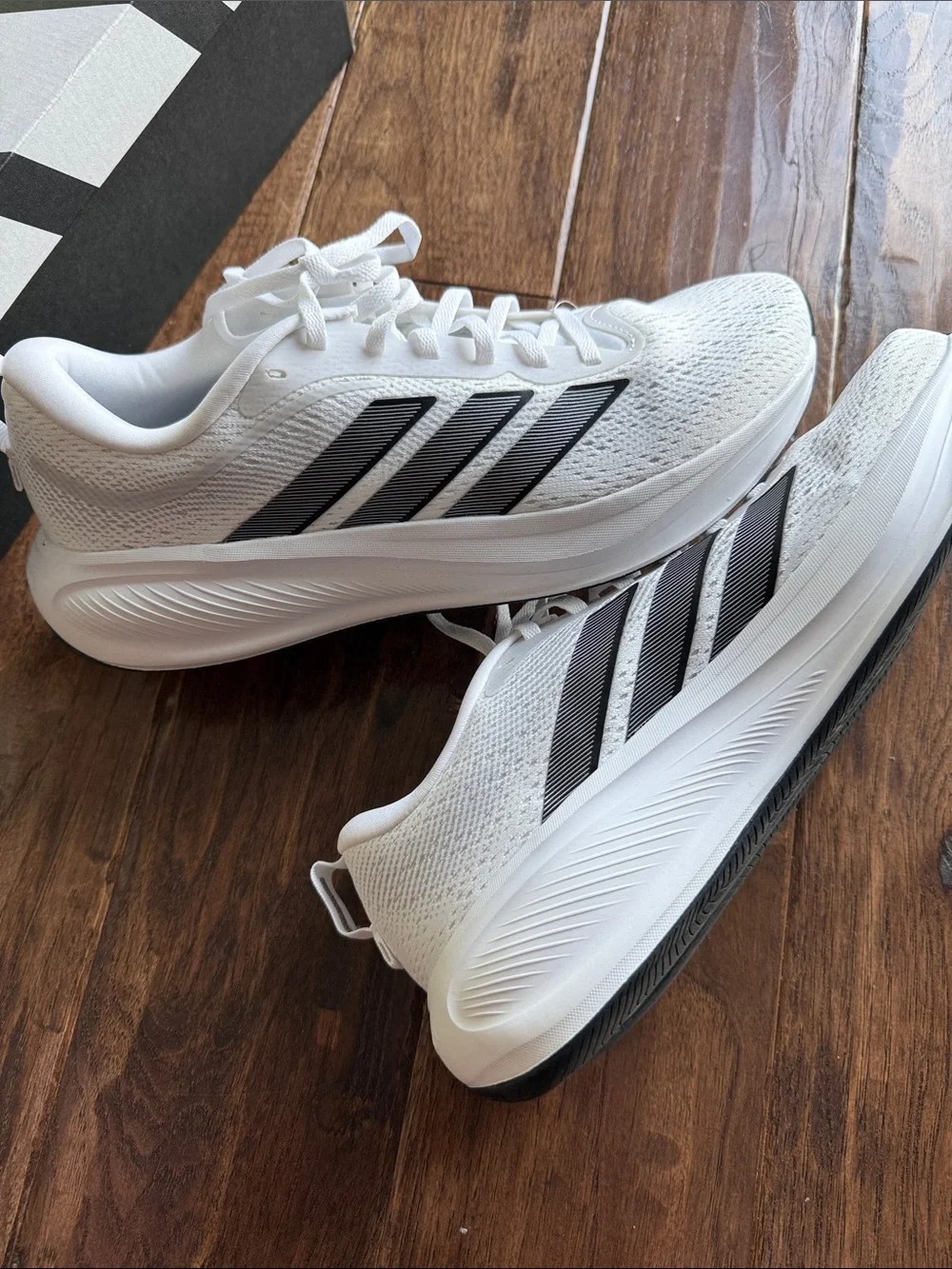 adidas White Sneakers with Black Stripes